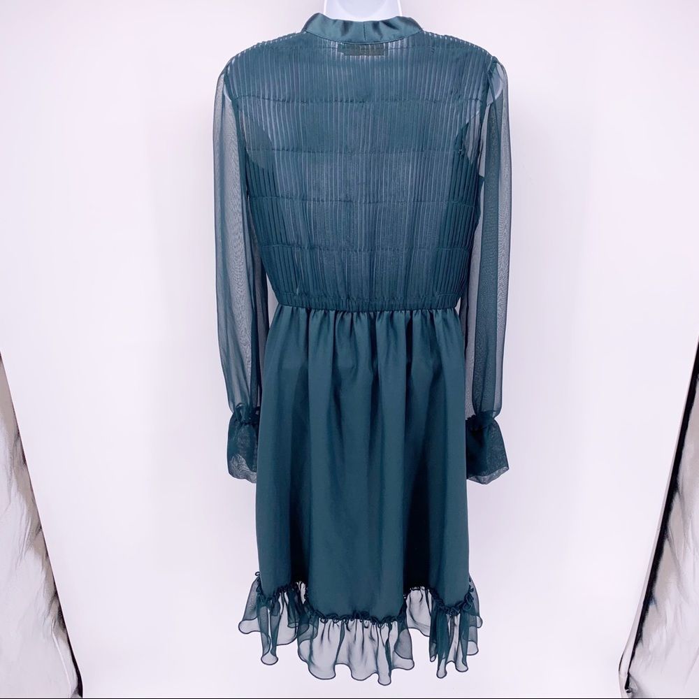 Candela Green Long Sleeve Chiffon Midi Dress Size Medium - Picture 6 of 8